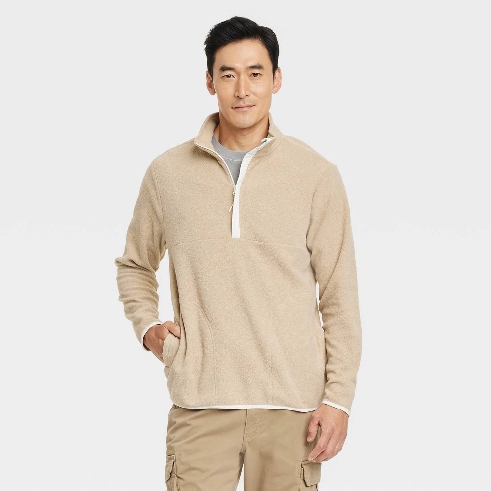 Goodfellow And Co Men's Tan Half Zip Pullover Sweater‎ Size Medium NWT